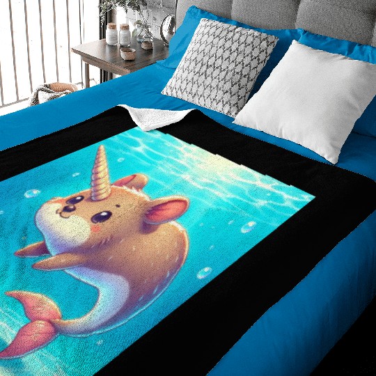 The narwhal-qoukka Baby Blankets