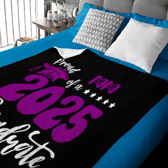 Proud Papa Graduate 2025 Senior Class of 2025 Grad Baby Blankets