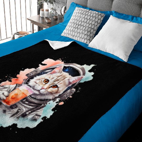 Space Cat Japanese Retro Kawaii Cute Kawaii Astron Baby Blankets