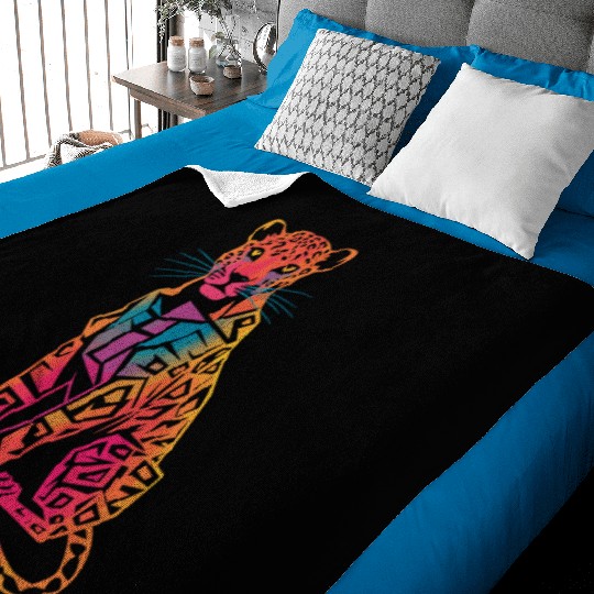 Colorful Geometric Jaguar Artwork for Bold Baby Blankets