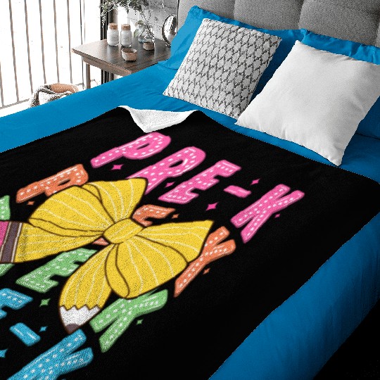 Retro Coquette Pre-K Teacher Student Funny Back To Baby Blankets