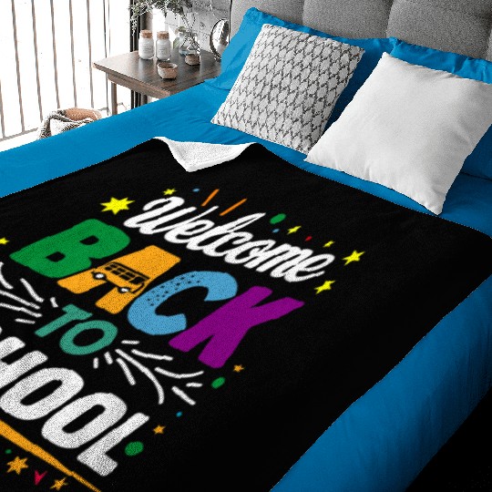 Welcome Back To School Bus Happy First Day Of Scho Baby Blankets