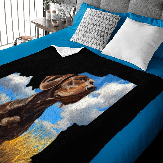 German Shorthaired Pointer Watercolor Picture Baby Blankets