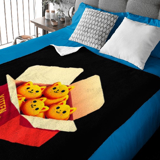 Kitten Nuggets Food Pun Cat Lover Gift Chicken Nug Baby Blankets