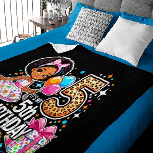Its My 5th Birthday African American Black Girl 5 Baby Blankets