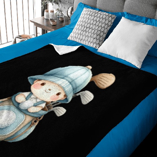Boy with a Golf Bag Baby Blankets