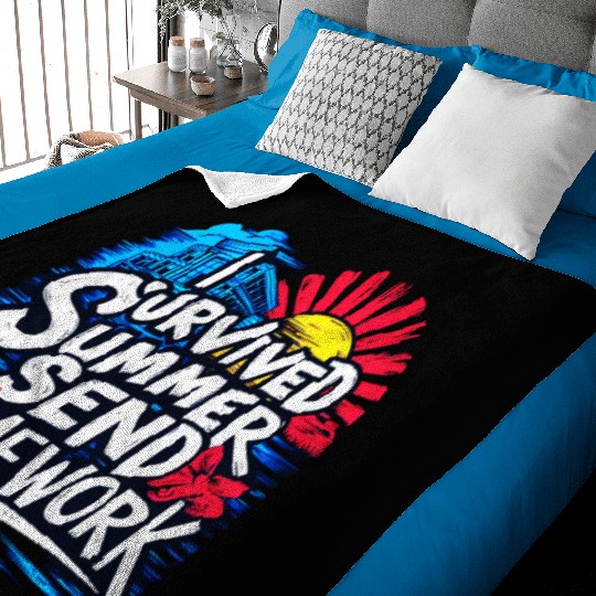 I survived summer send homework, back to school Baby Blankets