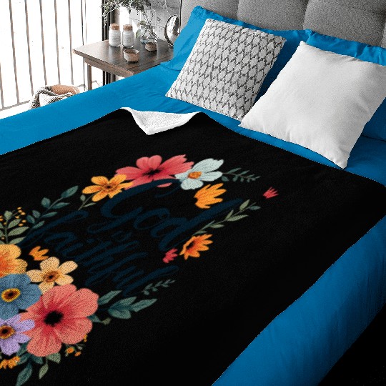God Is Faithful Christian Quote Flower Floral Baby Blankets
