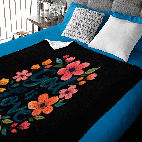 God Is Love Christian Quote Flower Floral Theme Baby Blankets