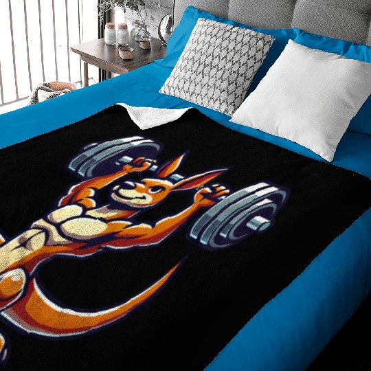 Kangaroo barbell gym fitness workout training Baby Blankets