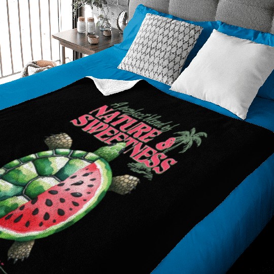 Watermelon Turtle Lover Funny Summer Design Baby Blankets