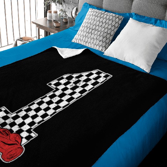 01 Year Old Pit Crew Boy Car Racing 1st Birthday Baby Blankets