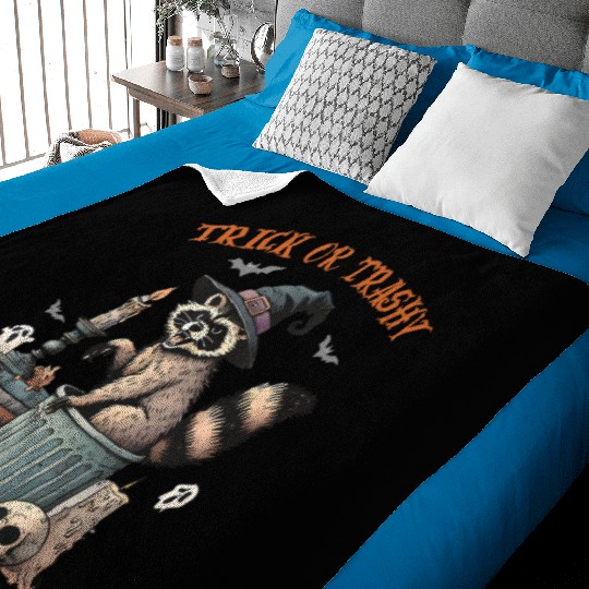 Trick Or Trashy Funny Raccon Halloween Baby Blankets