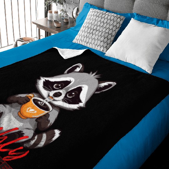 Adorable Raccoon with Coffee - Highly Caffeinated Baby Blankets