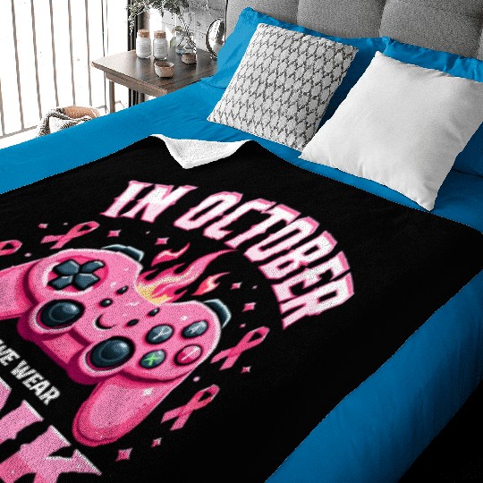 In October We Wear Pink Breast Cancer Awareness Baby Blankets