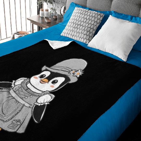 Penguin in Traditional Bavarian Outfit with Hat Baby Blankets