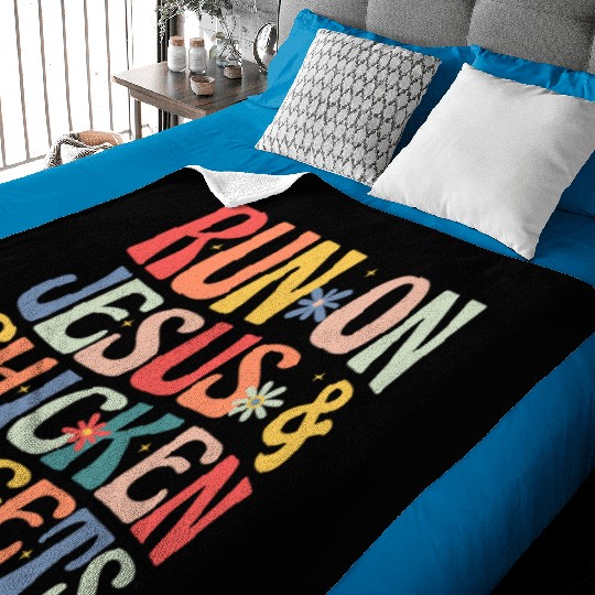 Run on Jesus and Chicken Nuggets Baby Blankets