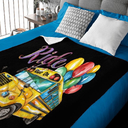 "Back-to-School Ride: Colorful School Bus" Baby Blankets