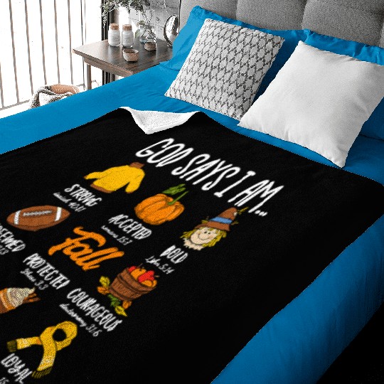 God Says I Am Fall Vibes Autumn Christian Baby Blankets