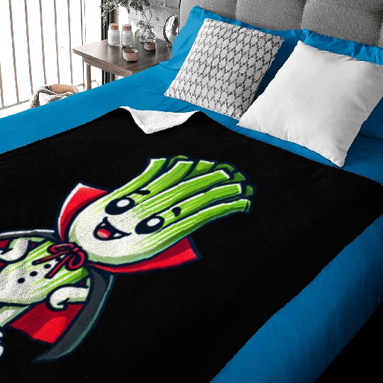 Cute Halloween Leek Vampire Cartoon Green Baby Blankets