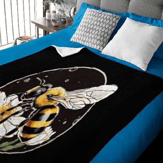 Bumble Bee on a Flower in a Bubble Baby Blankets