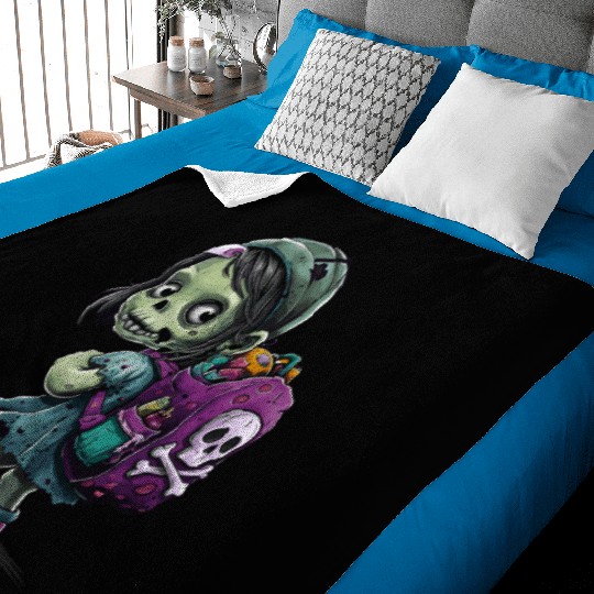 Zombie Girl With Backpack - Back to School Baby Blankets