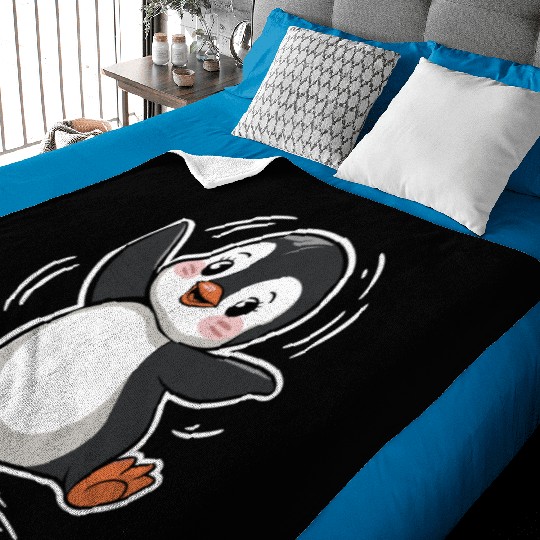 Happy Dancing Penguin Cartoon Design Baby Blankets