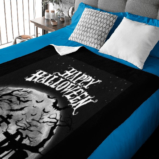 halloween cat on a graveyard Baby Blankets