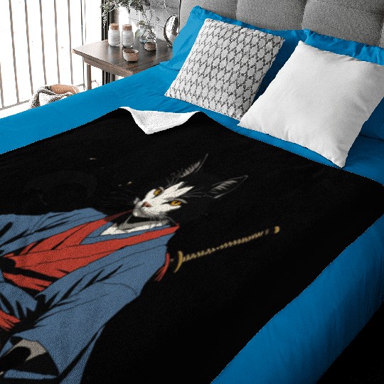 Samurai Cat Baby Blankets