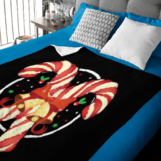 Candy Canes Christmas Matching Group Xmas Holiday Baby Blankets