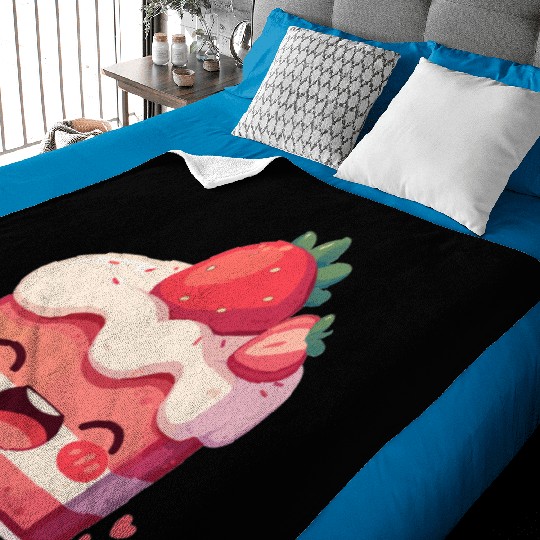 Kawaii Strawberry Cake Slice Baby Blankets