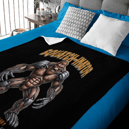 Bigfoot Robot Design, Unique Sasquatch Graphic Baby Blankets