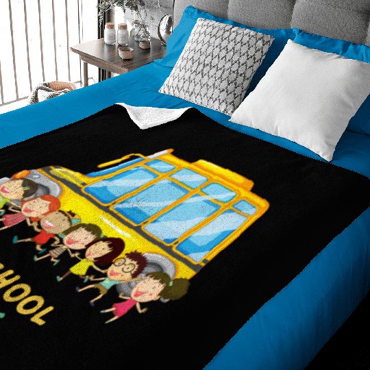 Cool School Bus Here I Come Back to School Driver Baby Blankets