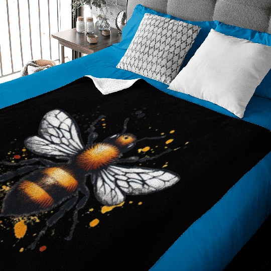 Honey Bee Insect Art Baby Blankets
