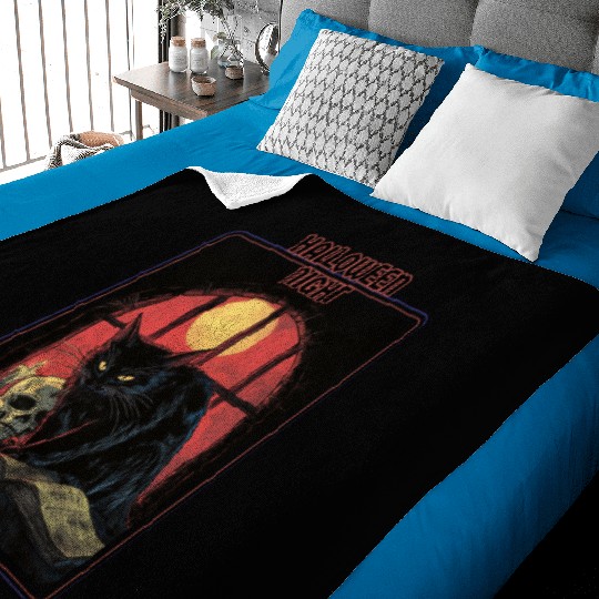 Black Cat Halloween Scary Baby Blankets