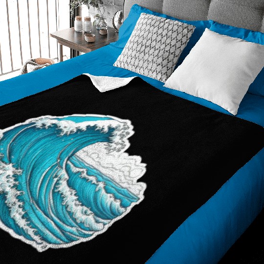 Serene Blue Ocean Waves Baby Blankets