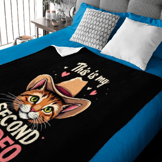 This Is My Second Rodeo Cowboy Cat Baby Blankets