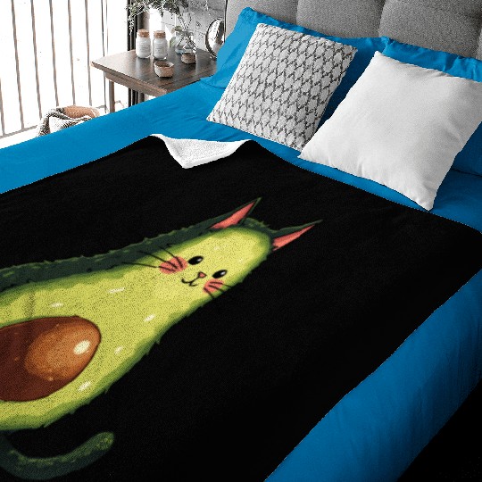 Cute Kawaii Avocado Cat Baby Blankets