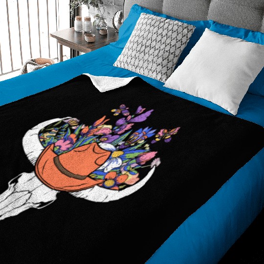 wildflower with Cow Skull blooming Baby Blankets