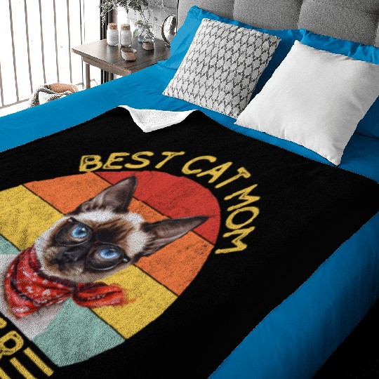Best Cat Mom Ever Siamese Cat Lover Owner Cat Mama Baby Blankets