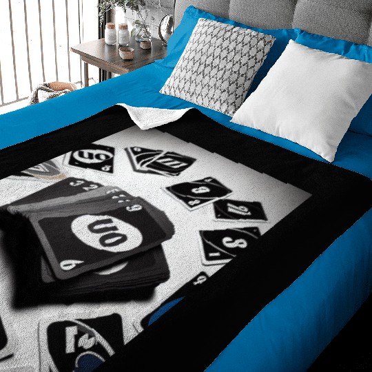 Black Uno Cards Baby Blankets