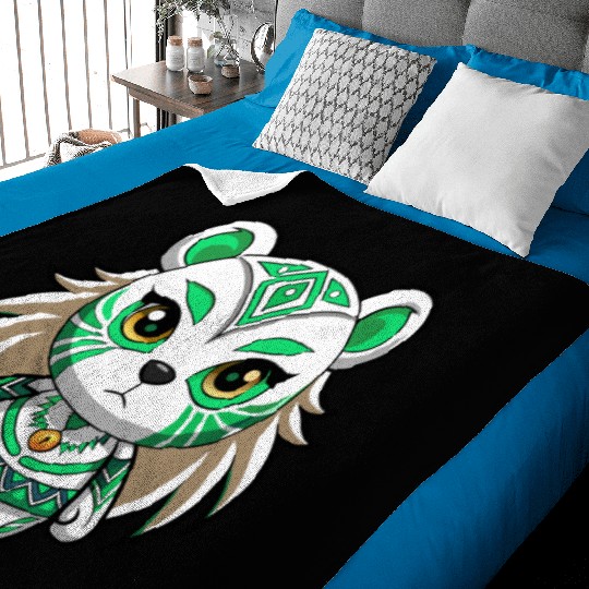 A white teddy bear girl with green tribal makeup Baby Blankets