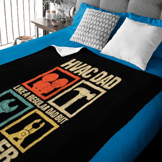 HVAC Dad But Cooler Funny HVAC Technician Father Baby Blankets