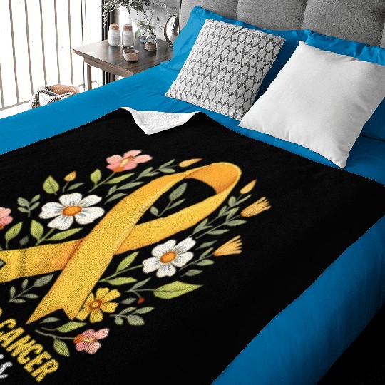 Childhood Cancer Awareness Hippie Flower Ribbon Baby Blankets