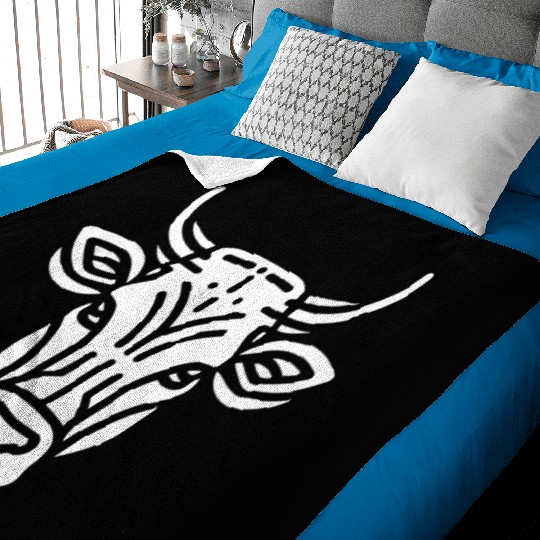 Cow face cows vector farm animal art path4 Baby Blankets