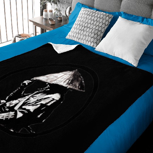 Samurai with Umbrella Ink Illustration Baby Blankets