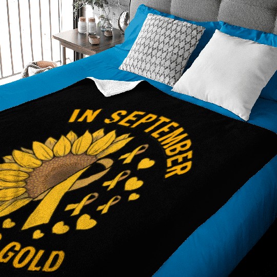 September We Wear Gold Childhood Cancer Awareness Baby Blankets