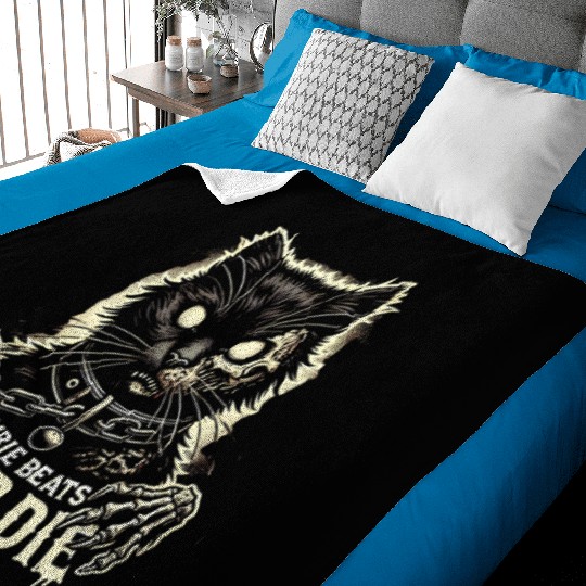 Horror Cat Zombie Never Die Skull Halloween Lover Baby Blankets