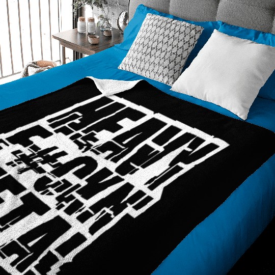 Heavy F#ckin' Metal Hard Rock Fun Music Text Quote Baby Blankets