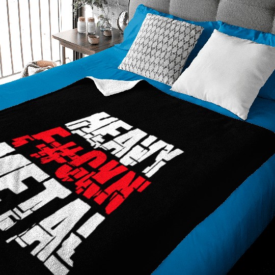 Heavy F#ckin' Metal Hard Rock Fun Music Text Quote Baby Blankets